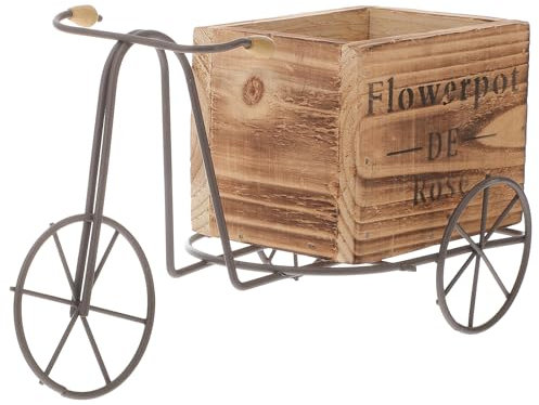 Holibanna Bike Flower Pot Bicycle Planter Wooden Tricycle Plant Stand Vintage Succulent Container Bonsai Pot for Home Office Table Desk Decoration