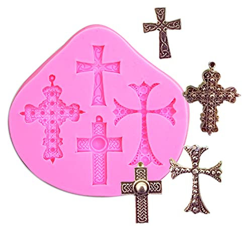 MUYULIN Kreuz-Fondant-Formen, Baby-Tauf-Kuchendekorationen, Silikon-Babyparty-Kreuz-Schokoladenform für Taufe, Party, Cupcake, Süßigkeiten, Hochzeitsfeier (ZH16)