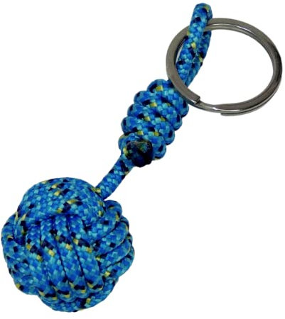 Porte-clés Pomme de Touline bleu, jaune et noir