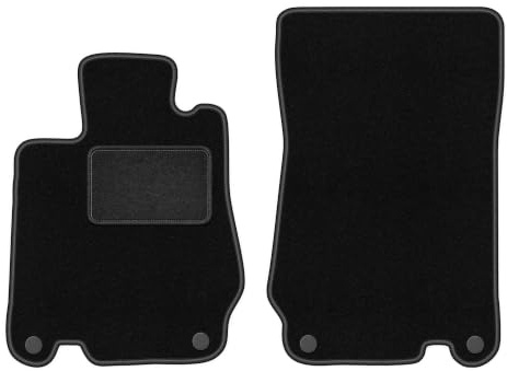 Velours-Fußmatten vorne passend für Mercedes SL R230 2001-2011, Schwarz | passend für Roadster; Velours-Teppich (Polypropylen), ca. 6,5 mm; rutschfest, vormontierte Befestigungen (Typ MS)