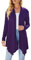 Cardigan da donna drappeggiato aperto sul davanti casual a maniche lunghe leggero cardigan maglioni spolverino, Viola, Large