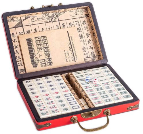 LSOAARRT Chinese Riichi Mahjong Set 144 Tiles (Mahjongg, Mah-Jongg, Mah Jongg Set, Majiang) (M)