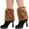 Nanxson Damen Mädchen Stulpen Furry Fuzzy Beistulpe Beinwärmer Kurz Beinlinge Strumpf (Leopard)