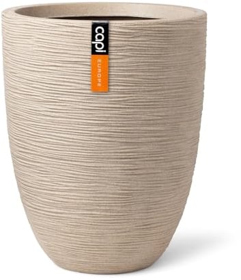 Capi Europe - Gefäß elegant niedrig Waste Rib NL - 46x58 - Terrazzo beige - Öffnung Ø38 - Blumentopf für den Innen- und Außeneinsatz - Bruchsicher - 100% recycelbar - KTBR783