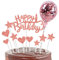 Zayin Personalised Happy Birthday Cake Topper Set,Happy Birthday Sign for Cake,11p Glitter Balloon Stars Heart Cupcake Topper Birthday Cake Party Decoration(Universal,Rose Gold)