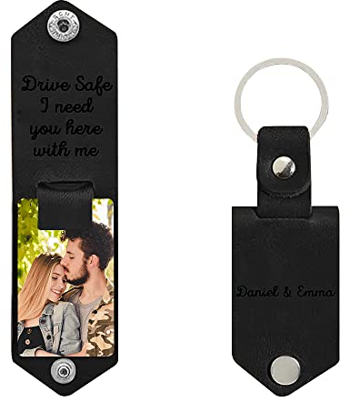 Soview Schlüsselanhänger personalisiert mit Foto Gravur- Schlüsselanhänger mit Bild- Partner Geschenk- Geschenkideen zum Vatertag- Fotogeschenk- Personalisierte Geschenke für Frauen & Männer