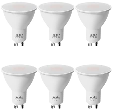 Vanke GU10 LED Bulbs Warm White 2700K, 6W Energy Saving Bulb with 400 Lumen, Halogen Spotlight Bulb 40W Equivalent, 120°Beam Angle, Non-Dimmable, Pack of 6