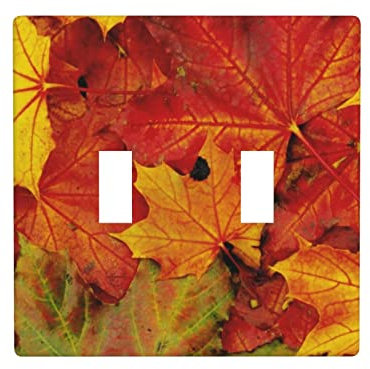 Wandpaneel Herbstblätter von Ahorn Wandpaneel 11,4 x 11,4 cm: 2-Wege-Kippschalter dekorative Wandplatte, 2-Wege-Schalter-Abdeckplatte langlebig