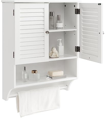 COSTWAY Hängeschrank 3 Ablagefach, Badezimmerschrank mit verstellbarem Einlegeboden, Wandschrank Badschrank Badhängeschrank (Weiß)