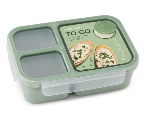 LocknLock Geteilte Lunchbox mit Fächern – Brotdose mit Deckel, BPA-frei, mikrowellen- & gefriergeeignet - Essensbox für Alltag (Mint, 980 ML)