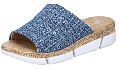 Rieker Damen Pantoletten V2377-14 blau Gr. 43
