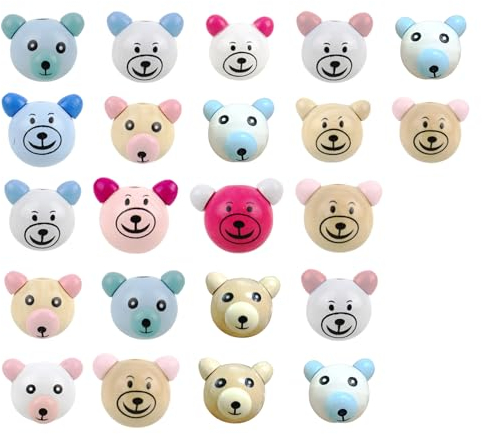 bssmmai Holzperlen mit Gesicht 22 Stück Runde 30mm Tierköpfe Koala Bär Panda für Makramee Zubehör Schlüsselanhänger Armband Halskette