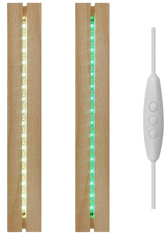 luolety Rechteckige LED-Lichter, 30 cm, beleuchteter USB-LED-Lichtsockel, Schreibtisch-Display-Basishalter, dekorativ für DIY-Acrylplatte, 16 Lichtperlen (buntes Licht, 2)