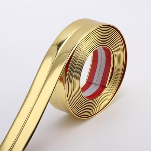 Trimold Multifunktionale Wandformung Trim Ecke Guards, Caulk Strip, Anwendung in Tischkante Türrahmen Baseboard für Schutz und Dekoration, Glänzendes Gold, 5m x 2cm