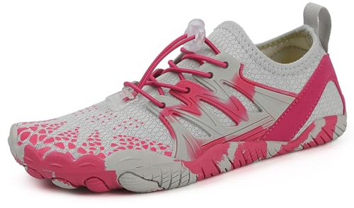 AONEGOLD Water Shoes for Men and Women - Barefoot Quick Dry Aqua Swim Yoga Lightweight Breathable Snorkeling Surfing Beach Fitness (Dark Pink, Size 4)