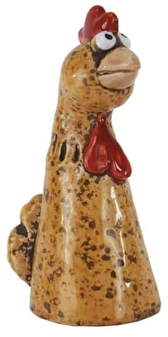 itsisa Zaunhocker Huhn braun H: 17 cm aus Keramik - Zaun Deko Garten Henne, Tierfigur Pfostenhocker, Zaunfigur, Gartendeko, Zaunstecker
