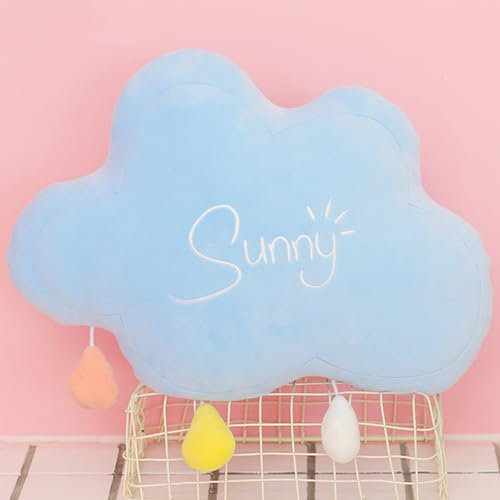 Viusneun Zierkissen, Kuschlig Flauschig Dekokissen Fotografie Requisiten Kissen Regenbogen Wolke Mond Liebe Krone Sofa Schlafkissen für Zimmer Hausdekoration (Wolken ca. 48cm breit)