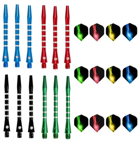 HRLORK Darts Shafts Darts Flights Aluminium Schäfte Mehrere Schäfte und Flights - 12 Packungen