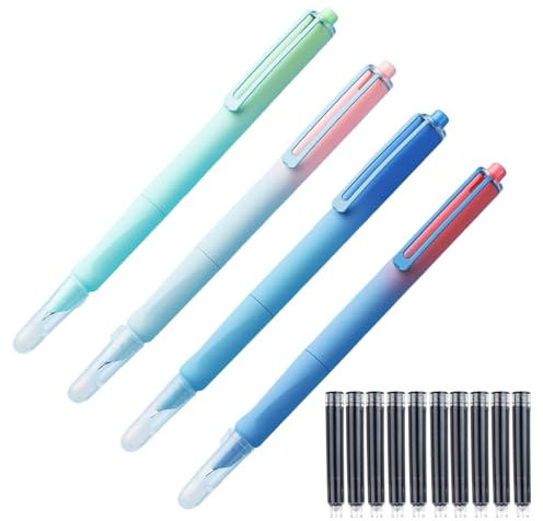 Venyieys 2024 Erasable Retractable Fountain Pen, Retractable Fountain Pens for Writing, Click Fountain Pen, Fountain Pens for Writing with Refills (A)