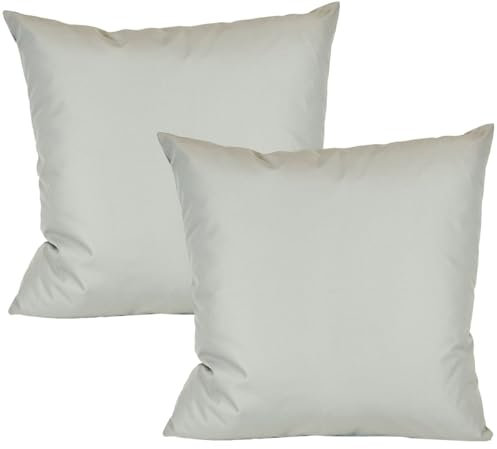 JACK 2er Set Outdoor Kissenhülle Kissenbezug 50x50cm Wasserfest Sitzkissen Lounge Kissen Garten Stuhl Lotus Effekt, Farbe:Hellgrau