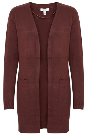 b.young BYNONINA Damen Lange Strickjacke Feinstrick Cardigan Longstrickjacke mit Eingrifftaschen Rippbündchen Relaxed fit, Größe:XXL, Farbe:Hot Chocolate Melange (1913251)