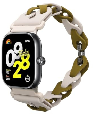 kwmobile Ersatzarmband kompatibel mit Xiaomi Smart Band 8 Pro/Band 9 Pro/Redmi Watch 5 / Redmi Watch 4 Armband - Silikon Band für Fitnesstracker - 14-22 cm Innenmaße - Beige Grün
