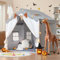 Besrey 2 in 1 Kinderzelt Indoor Groß - Spielhaus Mit Matte, Hauszelt für Drinnen, Bettzelt Ab 3 Jahre - Grau