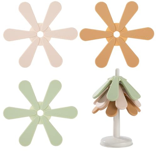 Untersetzer Silikon Baumuntersetzer Faltbarer Weihnachtsbaum Topfuntersetzer Topflappen rutschfest Hitzebeständig für Küche Tisch Pfannen Getränke Heimdekoration 3 Stück