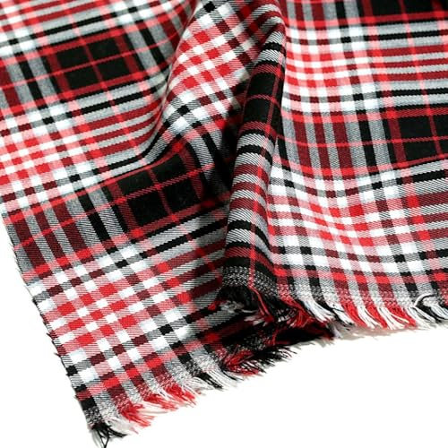 50cm TOLKO Modestoff Dekostoff kariert | Tartan Schotten-Karo Stoff | Schottland Klassiker zum Nähen Dekorieren | Blickdicht, knitterarm | 145cm breit | Stoffe zum Nähen Meterware (Schwarz Rot)
