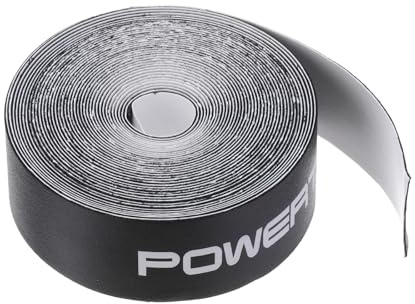 PATIKIL Badminton Schlägerkopf Schutzfolie 16.4ft/5M PU Abriebfest Schwarz | Schläger Schutzband, Schläger Rahmen Aufkleber, 0.94in Breite