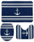 Badteppich-Set 3-Teilig Blau-Weiß Gestreifter Nautischer Anker Badezimmer Vorleger 3-Teiliges Waschbar U-Förmiger Teppich Wasserabsorbierend Badezimmer-Garnitur Für Badezimmer Badewanne