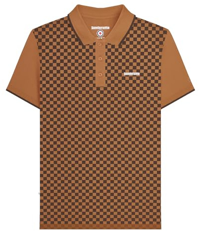 Lambretta Mens Two Tone All Over Print Short Sleeve Polo Shirt Top