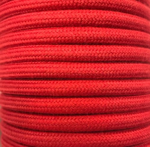 Câble textile rouge uni 25 m