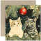 Cat Artwork Grußkarte zu Weihnachten - Weihnachtskarten für Familie und Freunde - Katzen-Design - Christbaumkugel Katzen-Thema - Für Mama Papa Bruder Schwester Ehemann Ehefrau