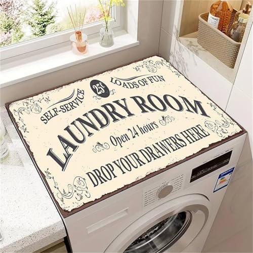 Morbuy Tapis de Protection pour Dessus de Machine à Laver, Style Vintage Tapis pour Dessus de Machine à Laver Absorbant Tapis de Machine à Laver Dessus Antidérapant (Style Ancien,36x46cm)