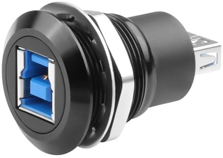 QIANRENON Adaptador de impresora USB 3.0 B a rosca A, 5 Gbps, USB 3.0 tipo B hembra a USB 3.0 hembra, panel integrado, conector de datos SuperSpeed USB B a A, para discos duros externos escáner