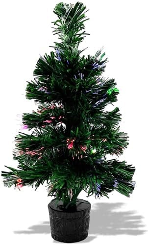 Fiberglas Weihnachtsbaum: Deko-Tannenbaum, LED-Beleuchtung mit Farbwechsel, Batteriebetrieb, 45 cm (Glasfaser Weihnachtsbaum, Weihnachtsbaum LED, Weihnachtsbaumbeleuchtung kabellos)