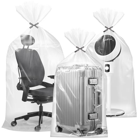 Extra Large Clear Plastic Storage Bags, 4Pcs 100 * 152cm Heavy Duty Storage Bags, Flat Large Plastic Bags for Clothes, Luggage, Suitcase, Quilts, Chair, Bike, Big Plush Toys(40 x 60 Inch)