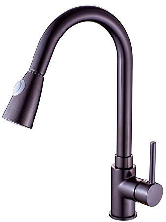 CWHHTVBI Grifo de Cocina Grifo de Cocina Caliente y frío Fregadero de lavaplatos Negro Se Puede Tirar y Girar