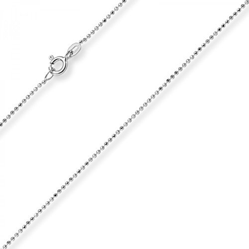 1mm Kugelkette diamantiert Kette Goldkette Halskette aus 585 Gold Weißgold, 38cm