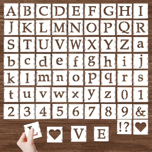 Ouligay 65 PCS Letter Stencils for Painting 2 Inch Alphabet Number Stencils Stencil Letters Spray Paint Stencil Kit for Wood, Wall, Fabric, Rock, Signage, DIY Craft Decoration