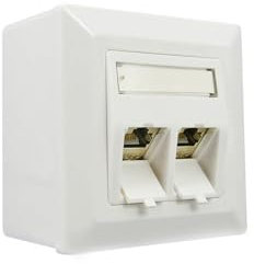 ProfiPatch Netzwerkdose LAN Dose Cat6A 500MHz Aufputz und Unterputz 2X RJ45 Port Anschluss POE CAT7,CAT6A,CAT6,CAT5 geschirmt weiß