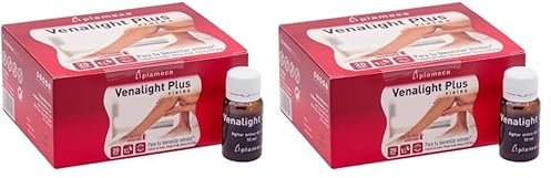 PLAMECA - Venalight Plus 20 Viales bebibles, Favorece el Bienestar Venoso y la Salud Cardiovascular, Incluye Vitamina C, Vid Roja, Mango Verde, y Castaño de indias, sin Gluten o Lactosa (Paquete de 2)