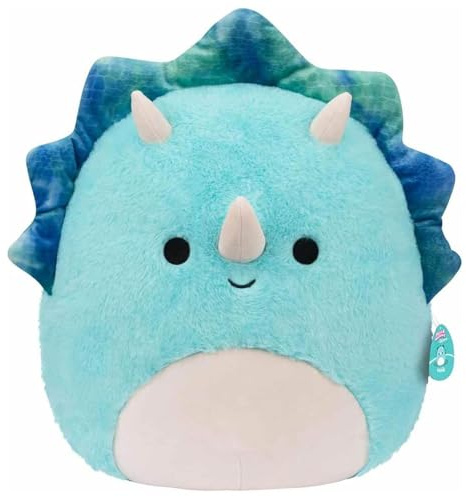 Squishmallows Jazwares SQCR04216 Triceratops Malik Plüschfigur, 40 cm, blau