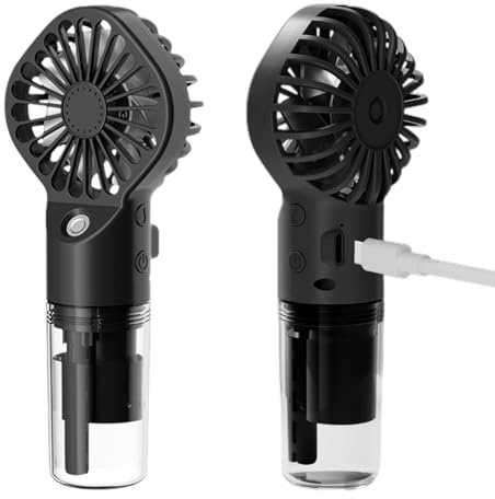 Ventilador pulverizador de agua – Ventilador de mano con función de pulverización – Mini ventilador con refrigeración por agua mano | Ventilador portátil de viaje manual, 4 posiciones ajustable
