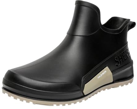 Bottes de pluie pour homme et femme - Chaussures de pluie plates antidérapantes - Bottes en caoutchouc - Bottes courtes - Imperméables - Bottes basses - Bottes pieds nus - Chaussures de jardin pour le