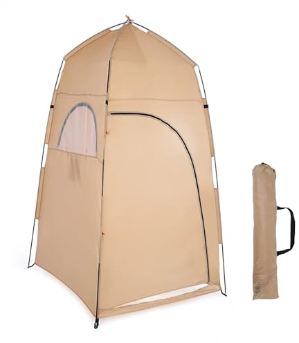 camping tent Portable Outdoor Shower Bath Changing Fitting Room Tent Shelter Camping Beach Privacy Toilet Photography(Khaki)