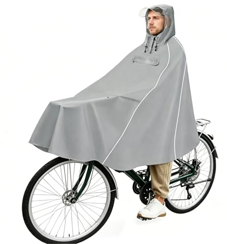 Andake Fahrrad-Regenponcho, Unisex Fahrrad-Regenmantel mit durchsichtigem Schirmrand, wiederverwendbar, mit Reflektoren