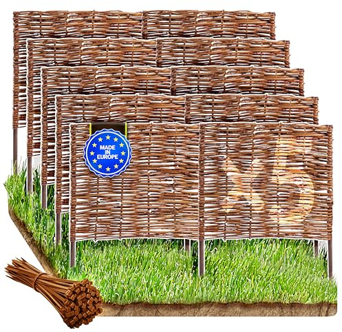 Wicker garden 5er Beetbegrenzung aus Weide - 100 x 40 cm Weidengeflecht für Beete, Rasen und Gartenwege - Natürliche Abgrenzung Gartenzaun Weidezaun - vielen Größen