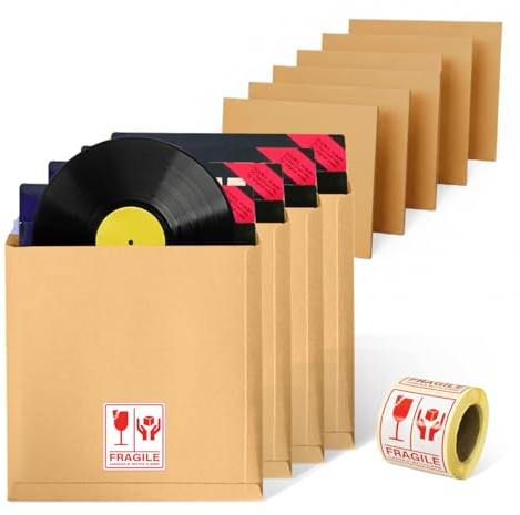 Buste in vinile da 30,5 cm per spedizioni di dischi LP + rinforzo in cartone per spedizioni sicure (5)